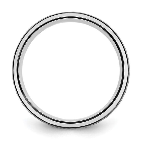 Chisel Cobalt Polished with Hammered Black IP-plated Center 8mm Band - Picture 2 of 9